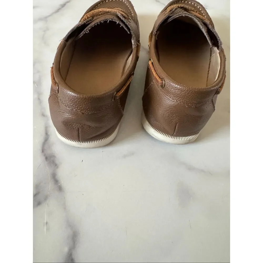Janie & Jack 3 brown perforated flower show moccasin style loafer slip on meetin